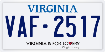 VA license plate VAF2517