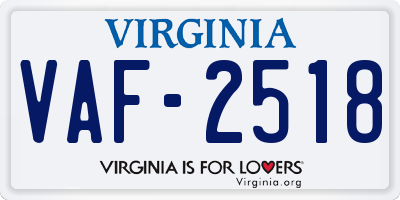 VA license plate VAF2518