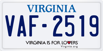 VA license plate VAF2519