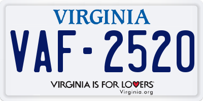 VA license plate VAF2520