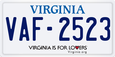 VA license plate VAF2523