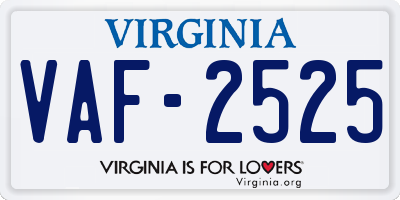 VA license plate VAF2525