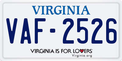VA license plate VAF2526