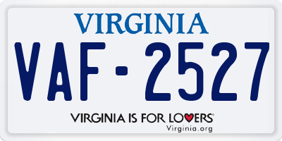 VA license plate VAF2527