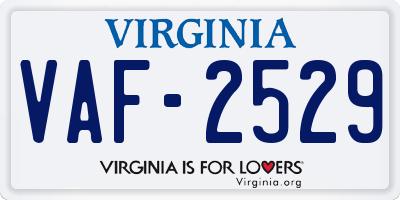VA license plate VAF2529