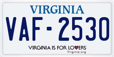 VA license plate VAF2530