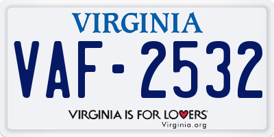 VA license plate VAF2532