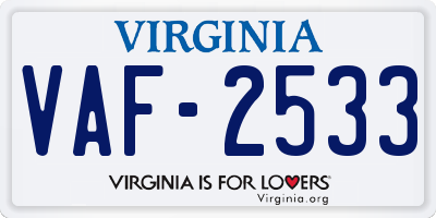 VA license plate VAF2533
