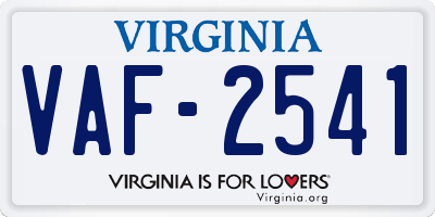 VA license plate VAF2541