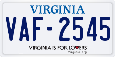 VA license plate VAF2545