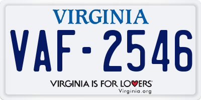 VA license plate VAF2546