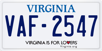 VA license plate VAF2547