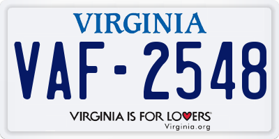 VA license plate VAF2548