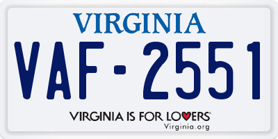 VA license plate VAF2551