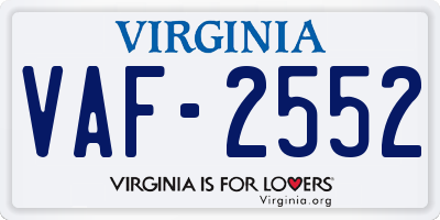 VA license plate VAF2552