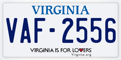 VA license plate VAF2556
