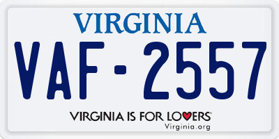 VA license plate VAF2557
