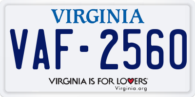 VA license plate VAF2560