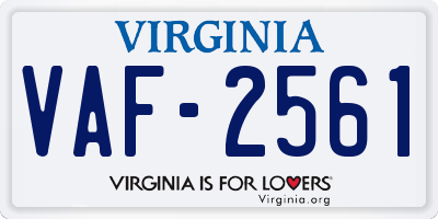 VA license plate VAF2561