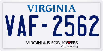 VA license plate VAF2562