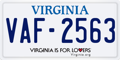 VA license plate VAF2563