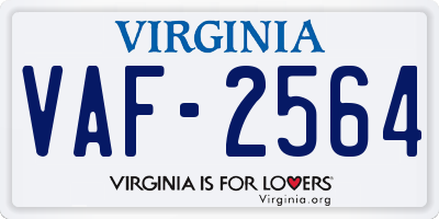 VA license plate VAF2564