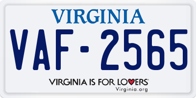 VA license plate VAF2565