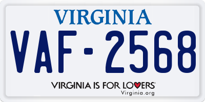 VA license plate VAF2568