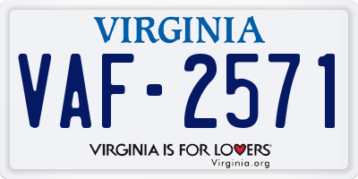 VA license plate VAF2571