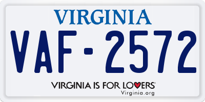VA license plate VAF2572