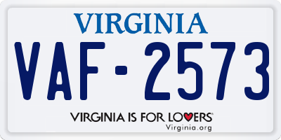 VA license plate VAF2573