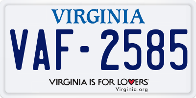 VA license plate VAF2585