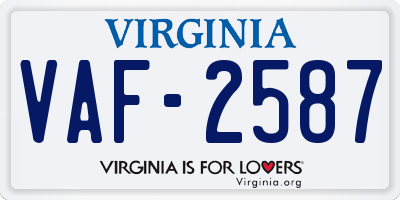 VA license plate VAF2587