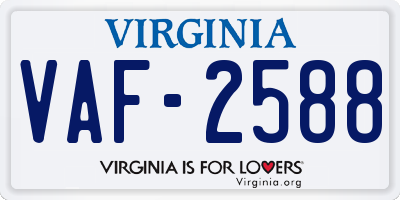 VA license plate VAF2588
