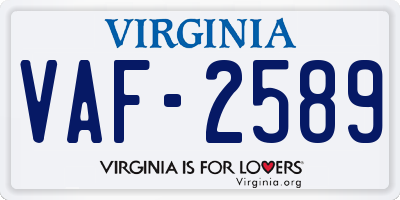 VA license plate VAF2589
