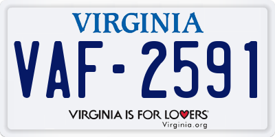VA license plate VAF2591