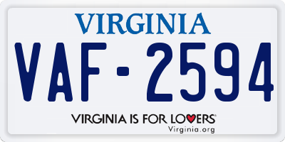 VA license plate VAF2594