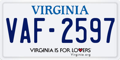 VA license plate VAF2597