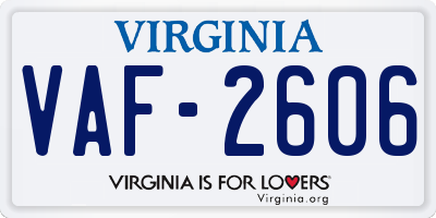 VA license plate VAF2606