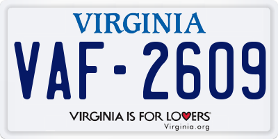 VA license plate VAF2609