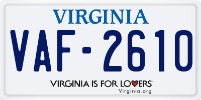 VA license plate VAF2610