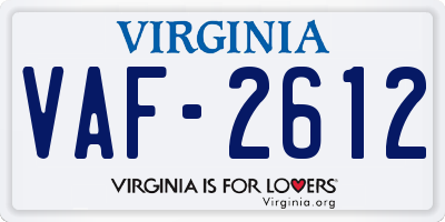 VA license plate VAF2612