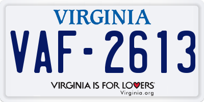 VA license plate VAF2613