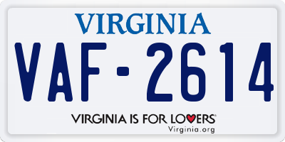 VA license plate VAF2614