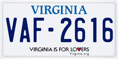 VA license plate VAF2616