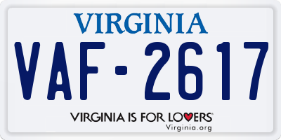 VA license plate VAF2617