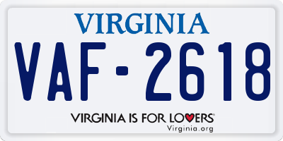 VA license plate VAF2618