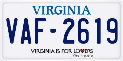 VA license plate VAF2619
