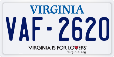 VA license plate VAF2620
