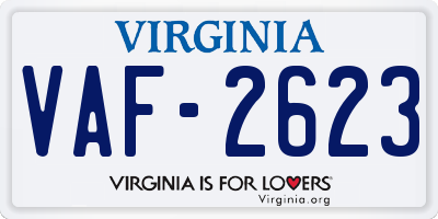 VA license plate VAF2623